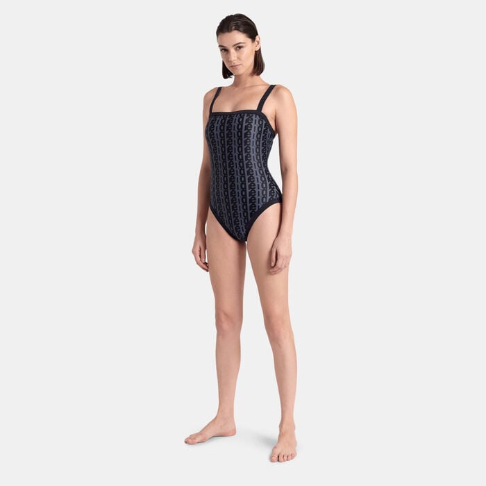 Arena Women's Monogram One-Piece Swimsuit Black Arena Women's Monogram One-Piece Swimsuit Black image number 2