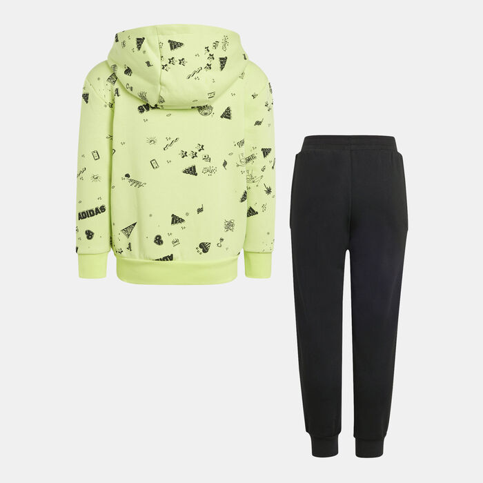 adidas Kids' Brand Love Hooded Tracksuit Green adidas Kids' Brand Love Hooded Tracksuit Green image number 1