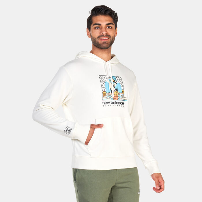 New Balance Men's Hoops Artist Graphic Hoodie White New Balance Men's Hoops Artist Graphic Hoodie White image number 0