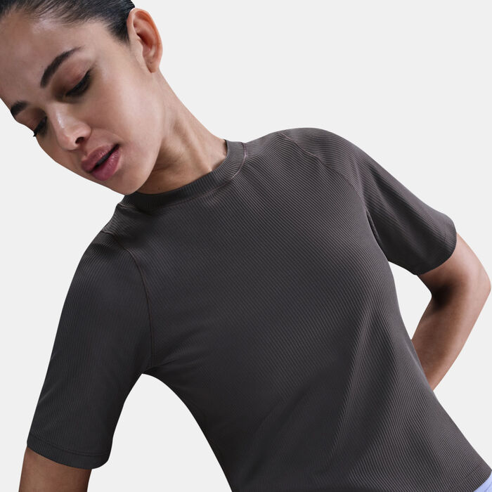 Nike Women's Zenvy Dri-FIT Rib Training Crop Top Grey Nike Women's Zenvy Dri-FIT Rib Training Crop Top Grey image number 5