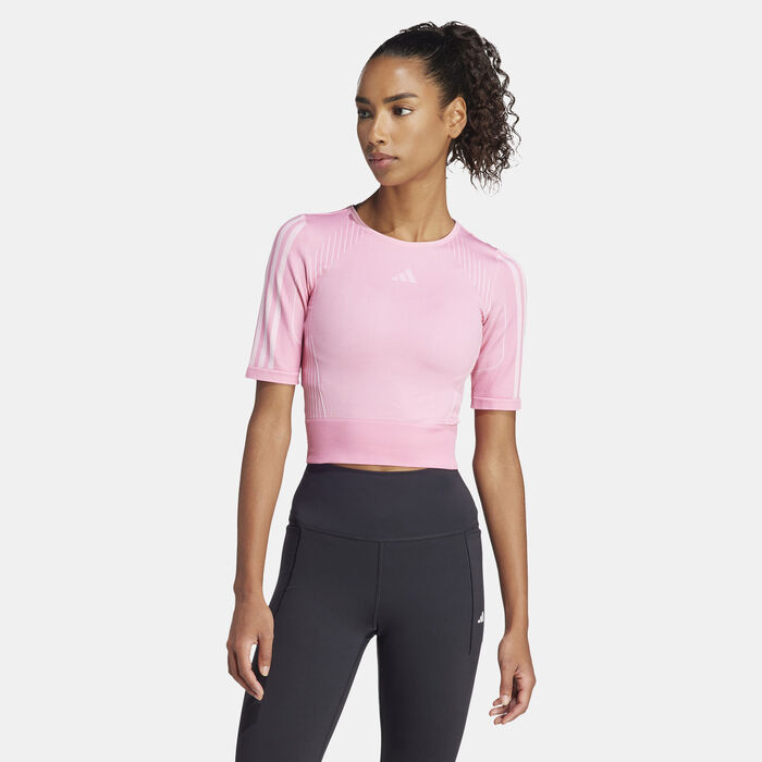 adidas Women's AEROKNIT T-Shirt Pink image number 0