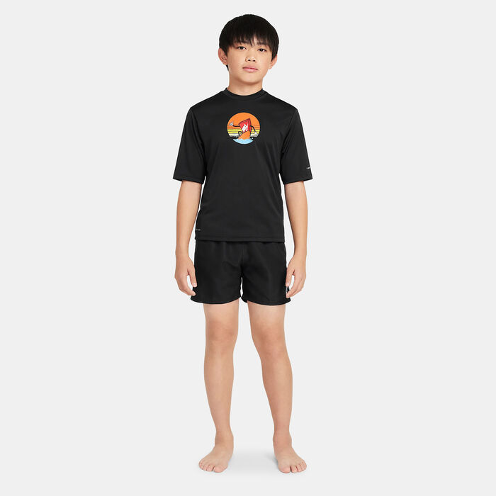 Nike Swim Kids' Logo Hydroguard Swimming T-Shirt Black image number 2