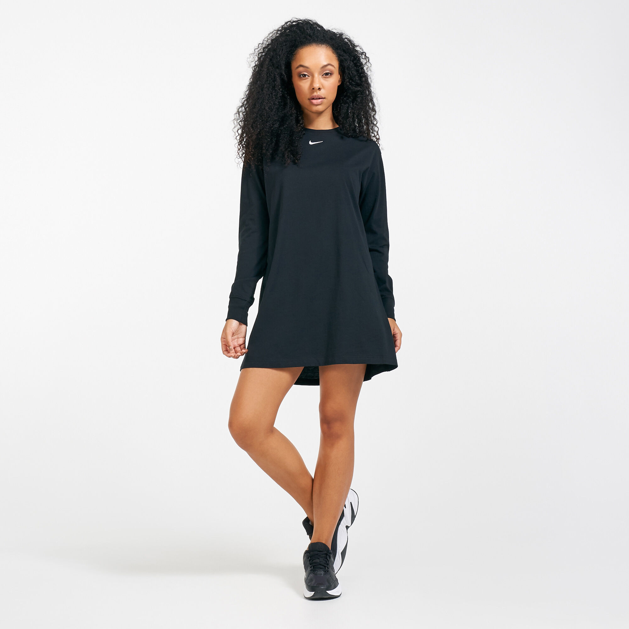 Black long best sale sleeve nike dress