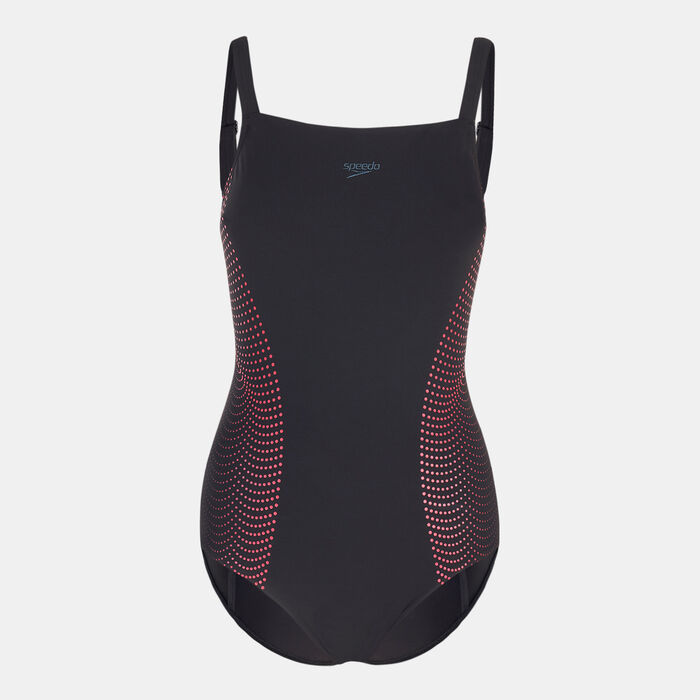Speedo Women's CrystalLux Printed Shaping One-Piece Swimsuit Black Speedo Women's CrystalLux Printed Shaping One-Piece Swimsuit Black image number 0
