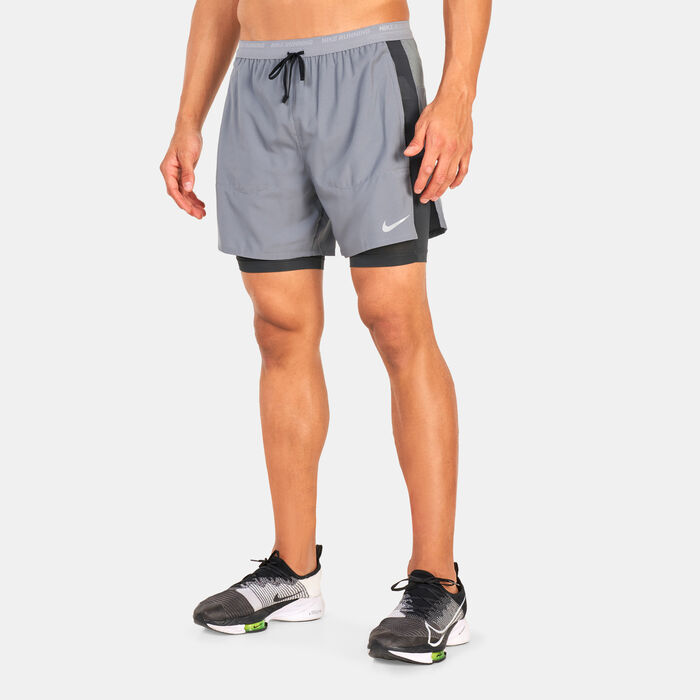 Nike Men's Dri-FIT Stride 5-inch 2-in-1 Running Shorts Grey image number 0