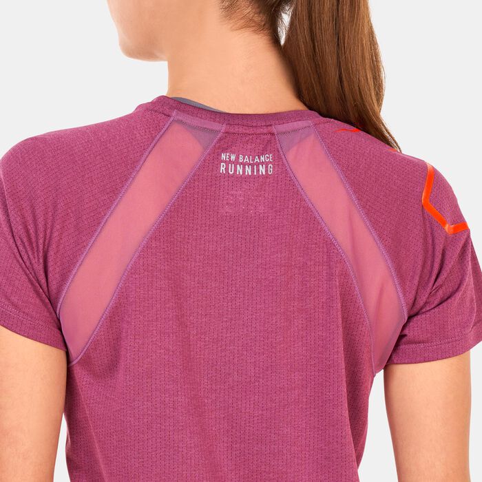 New Balance Women's Printed Impact Run T-Shirt White New Balance Women's Printed Impact Run T-Shirt White image number 3