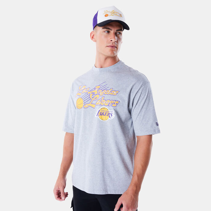 New Era Men's NBA Los Angeles Lakers Script T-Shirt Grey New Era Men's NBA Los Angeles Lakers Script T-Shirt Grey image number 0