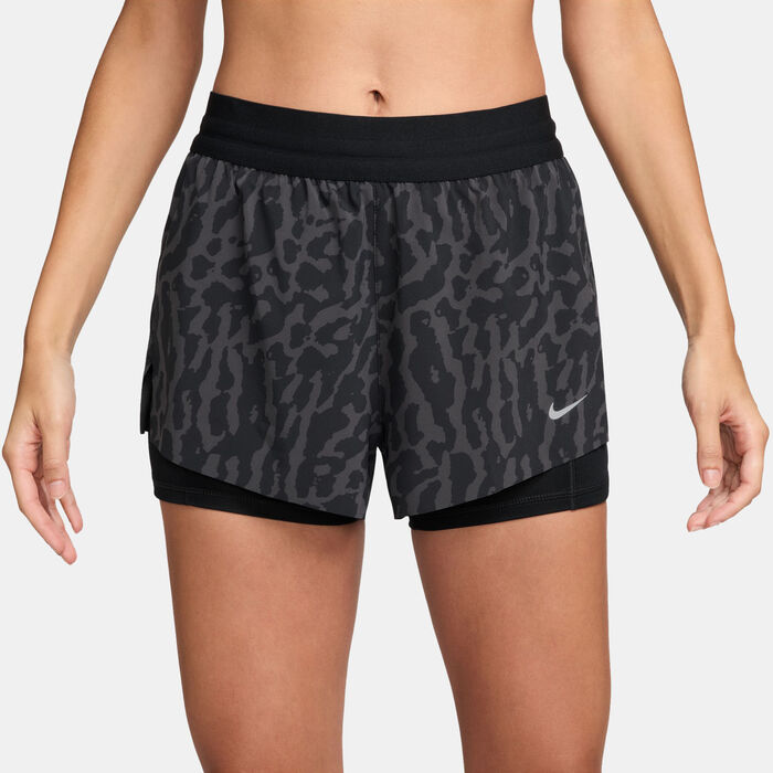 Nike Women's Swift Dri-FIT 2-in-1 Printed Running Shorts Black Nike Women's Swift Dri-FIT 2-in-1 Printed Running Shorts Black image number 0