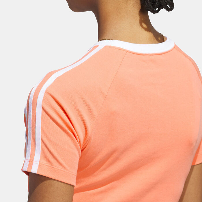 adidas Originals Women's 3-Stripes Baby T-Shirt Orange adidas Originals Women's 3-Stripes Baby T-Shirt Orange image number 4