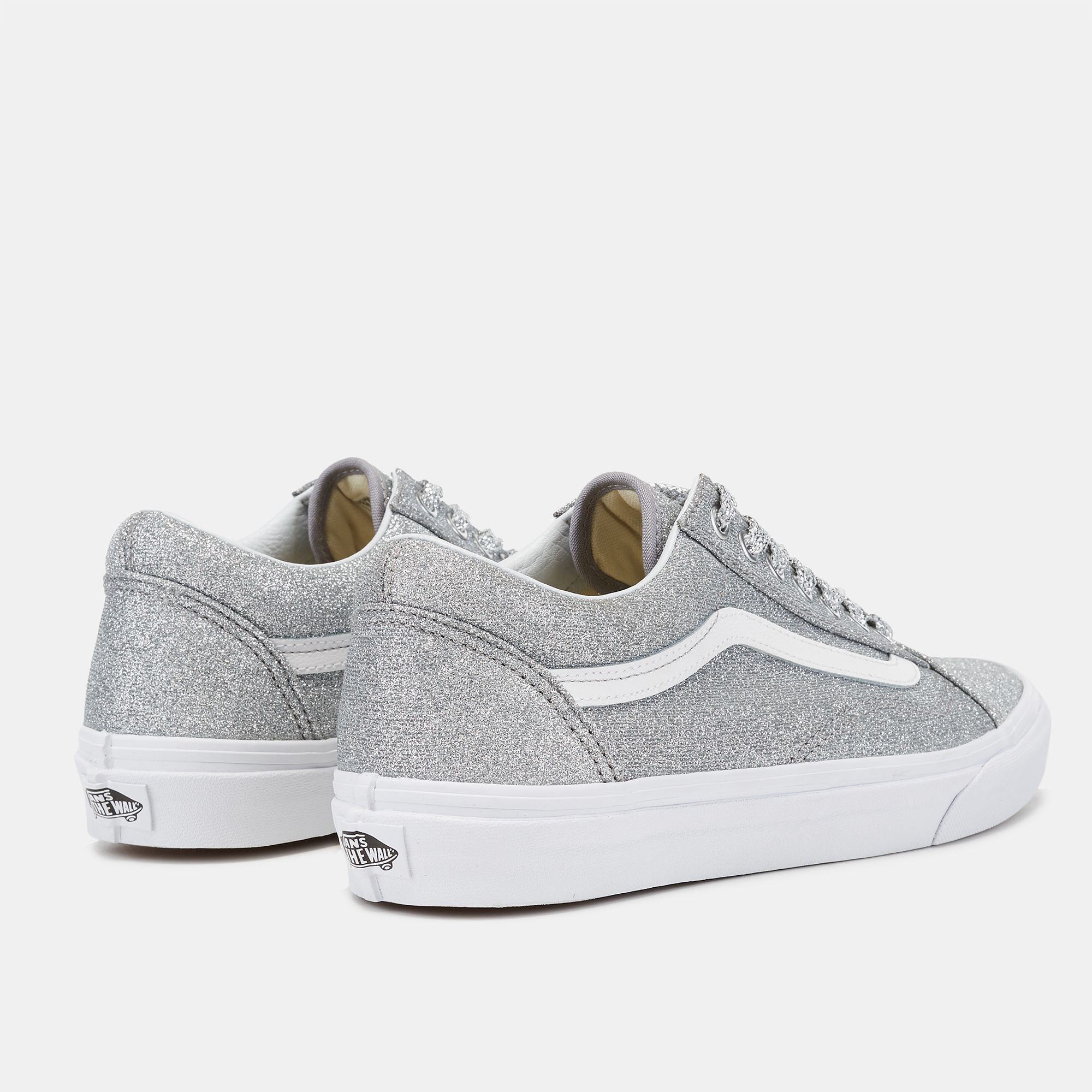 Vans old skool lurex silver & on sale true white womens shoes