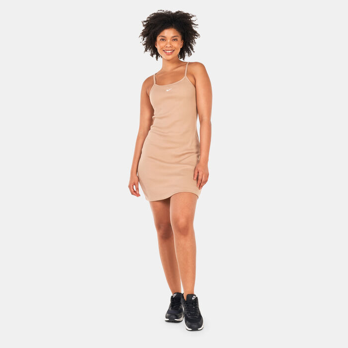 Nike Women's Sportswear Essential Ribbed Dress Brown Nike Women's Sportswear Essential Ribbed Dress Brown image number 0