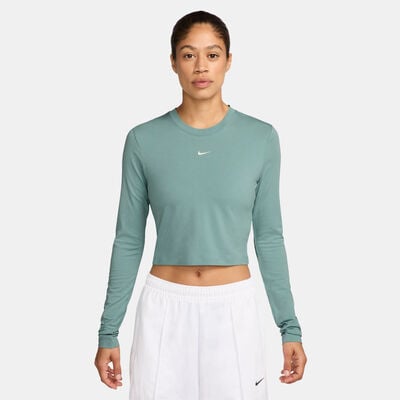 Nike Women's Sportswear Chill Knit Crop Top Grey Nike Women's Sportswear Chill Knit Crop Top Grey