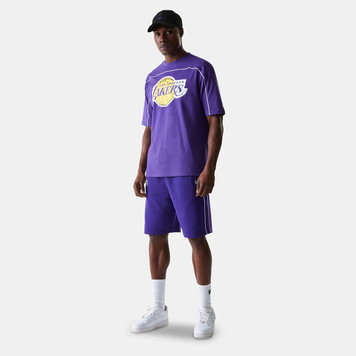 New Era Men's NBA Los Angeles Lakers Piping Graphic Shorts Purple image number 2