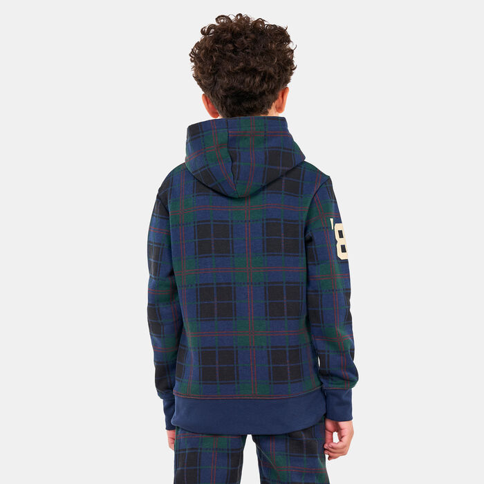 Jordan Kids' Essentials Plaid Pullover Hoodie Blue image number 1