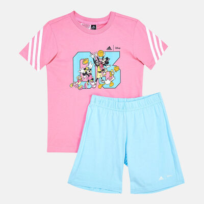 adidas Kids' x Disney Mickey Mouse Summer T-Shirt and Shorts Set Pink