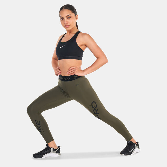 Nike Women's Pro Dri-FIT Graphic Leggings Green image number 2