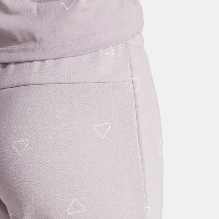 adidas Women's Essentials Monogram Graphic Shorts Beige adidas Women's Essentials Monogram Graphic Shorts Beige image number 4