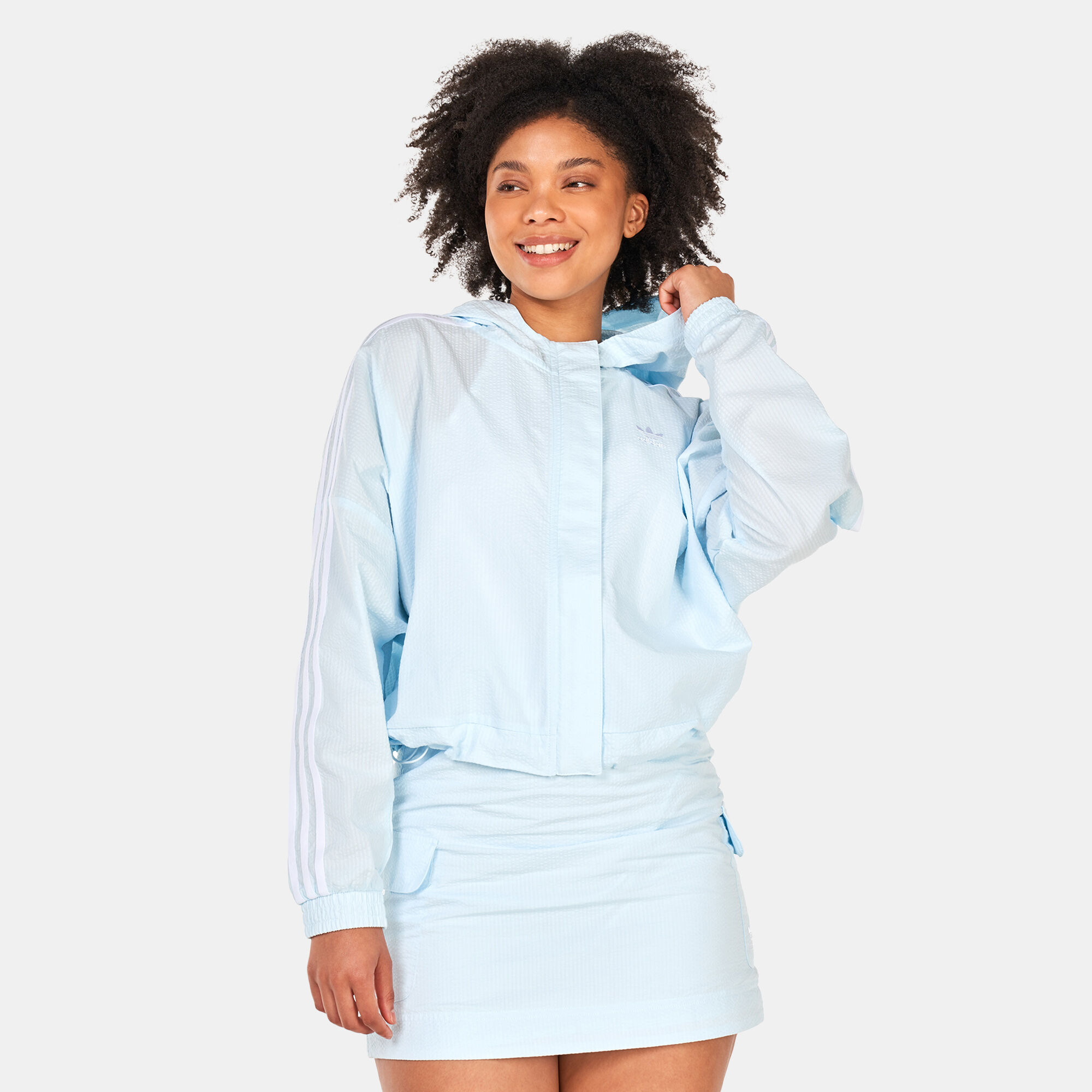 Women s Adicolor Classics Poplin Hooded Track Jacket Blue adidas Originals in KSA SSS