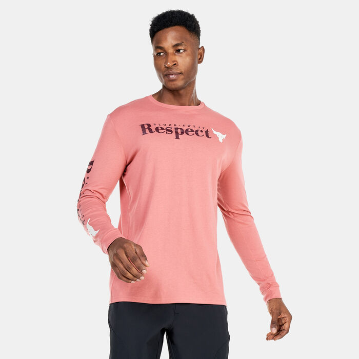 Under Armour Men's Project Rock Respect T-Shirt Pink Under Armour Men's Project Rock Respect T-Shirt Pink image number 0