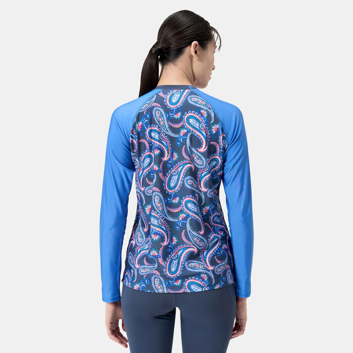 Speedo Women's Long Sleeve Swimming Rashguard Blue Speedo Women's Long Sleeve Swimming Rashguard Blue image number 1