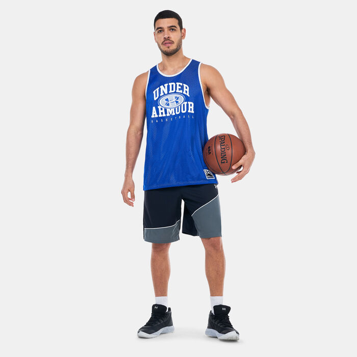 Under Armour Men's UA Baseline Reversible Basketball Jersey Blue Under Armour Men's UA Baseline Reversible Basketball Jersey Blue image number 2