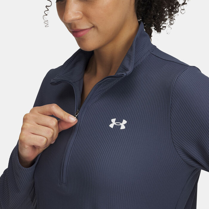 Under Armour Women's UA Tech Rib 1/2-Zip Top Grey Under Armour Women's UA Tech Rib 1/2-Zip Top Grey image number 2