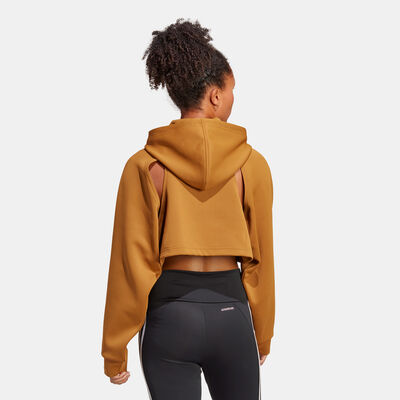 adidas Women's HIIT AEROREADY Crop Training Hoodie Brown