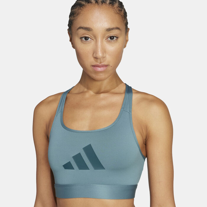 adidas Women's Powerreact Medium-Support Training Sports Bra Green image number 3