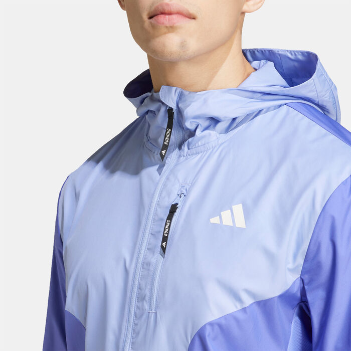 adidas Men's Own The Run Full-Zip Hoodie Blue image number 3