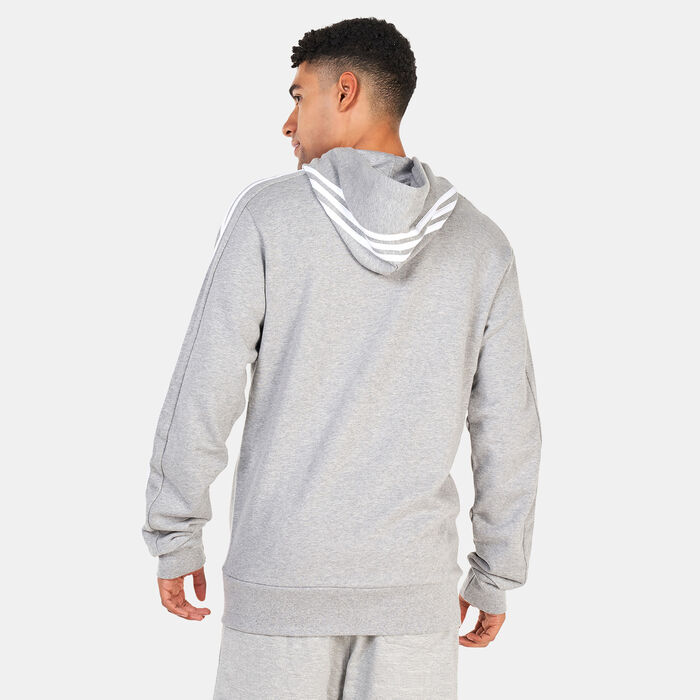 adidas Men's Essentials French Terry 3-Stripes Full-Zip Hoodie Black image number 1