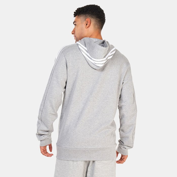 adidas Men's Essentials French Terry 3-Stripes Full-Zip Hoodie Blue adidas Men's Essentials French Terry 3-Stripes Full-Zip Hoodie Blue image number 1