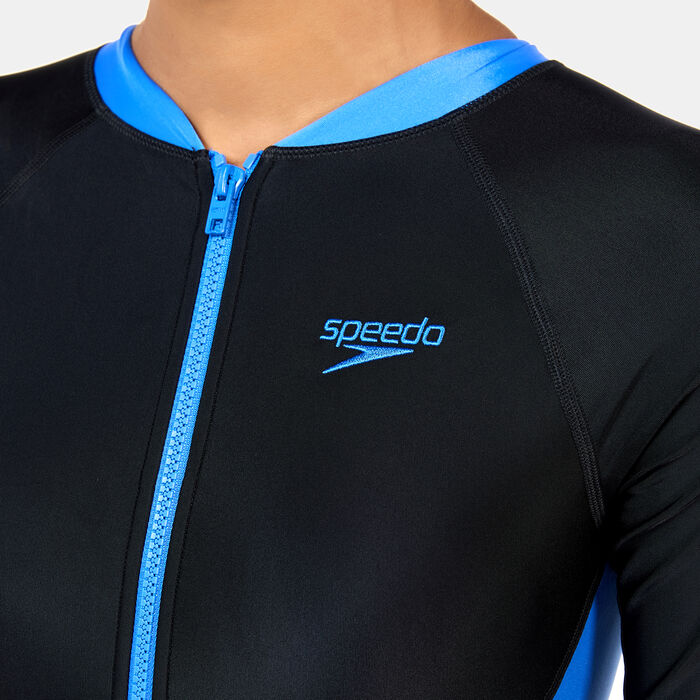 Speedo Women's Asia Fit Zipped Swimsuit Multi-Color image number 3