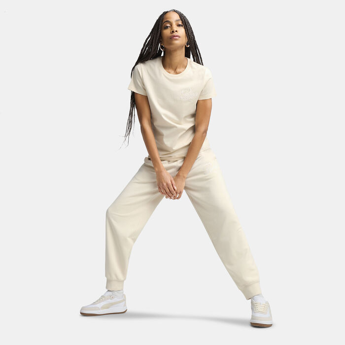PUMA Women's Essential Script T-Shirt Beige PUMA Women's Essential Script T-Shirt Beige image number 2