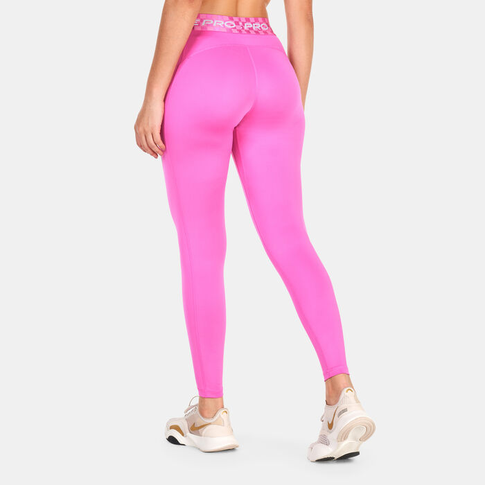 Nike Women's Pro Full-Length Graphic Training Leggings Pink Nike Women's Pro Full-Length Graphic Training Leggings Pink image number 1