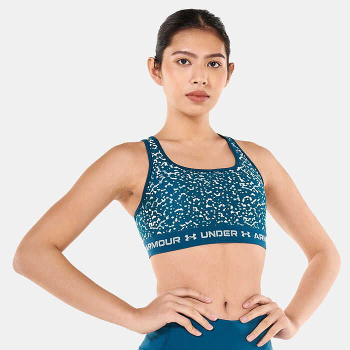 Under Armour Women's Armour Medium Support Printed Sports Bra Green image number 0