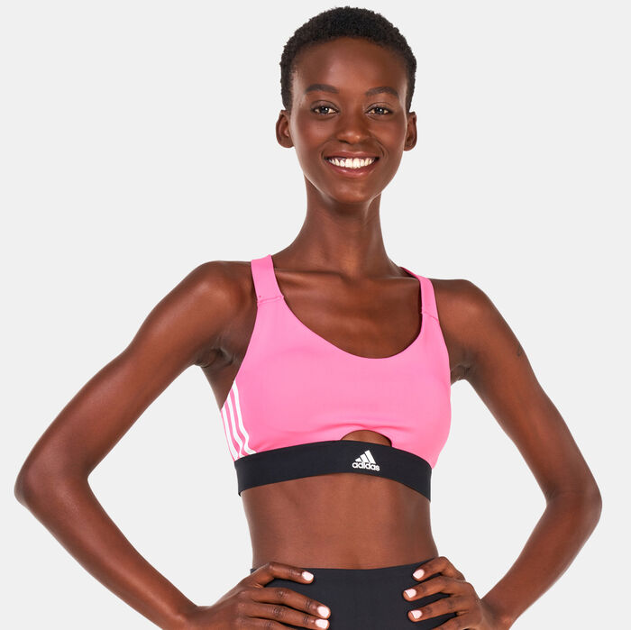 adidas Women's Powerreact Training Medium-Support Sports Bra Pink image number 0