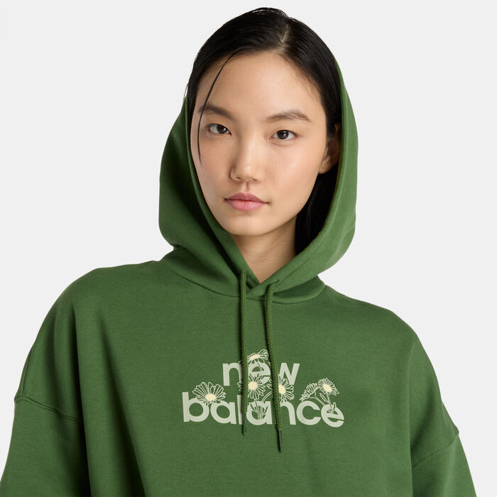 New Balance Women's Flower Hoodie Green New Balance Women's Flower Hoodie Green image number 2