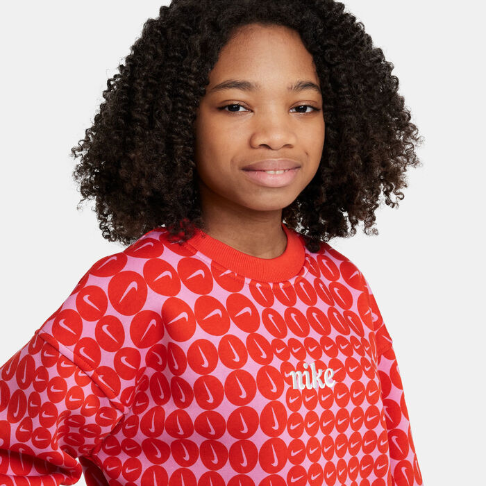 Nike Kids' Sportswear Club Fleece Sweatshirt Red Nike Kids' Sportswear Club Fleece Sweatshirt Red image number 3