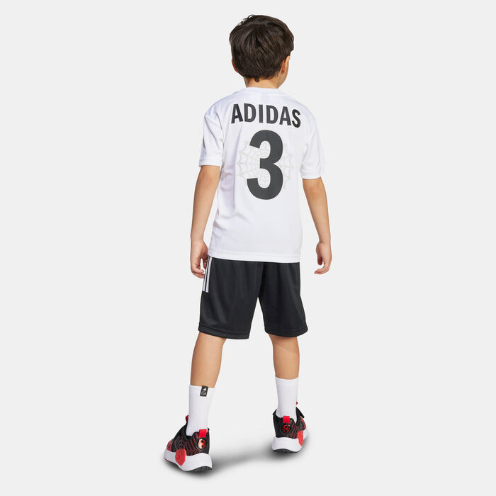adidas Kids' Marvel Spiderman T-Shirt And Shorts Set White adidas Kids' Marvel Spiderman T-Shirt And Shorts Set White image number 1