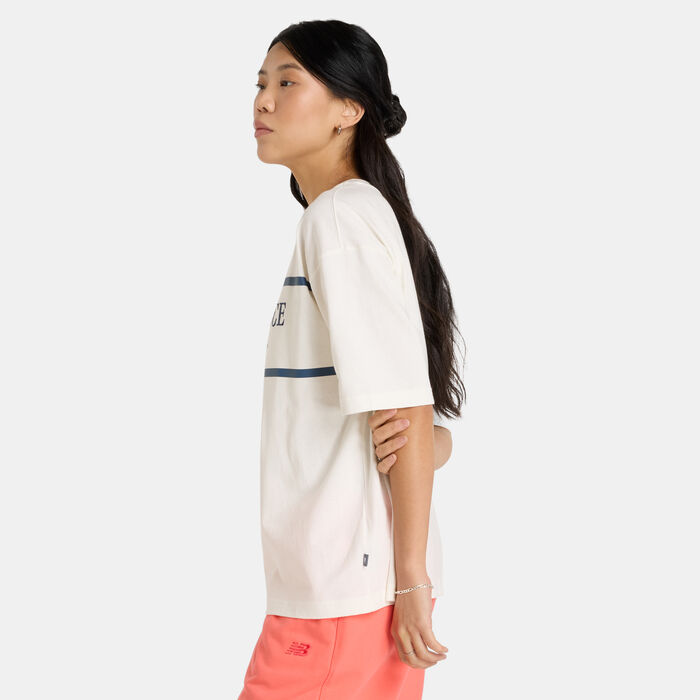 New Balance Women's Athletics Nautical T-Shirt White New Balance Women's Athletics Nautical T-Shirt White image number 2