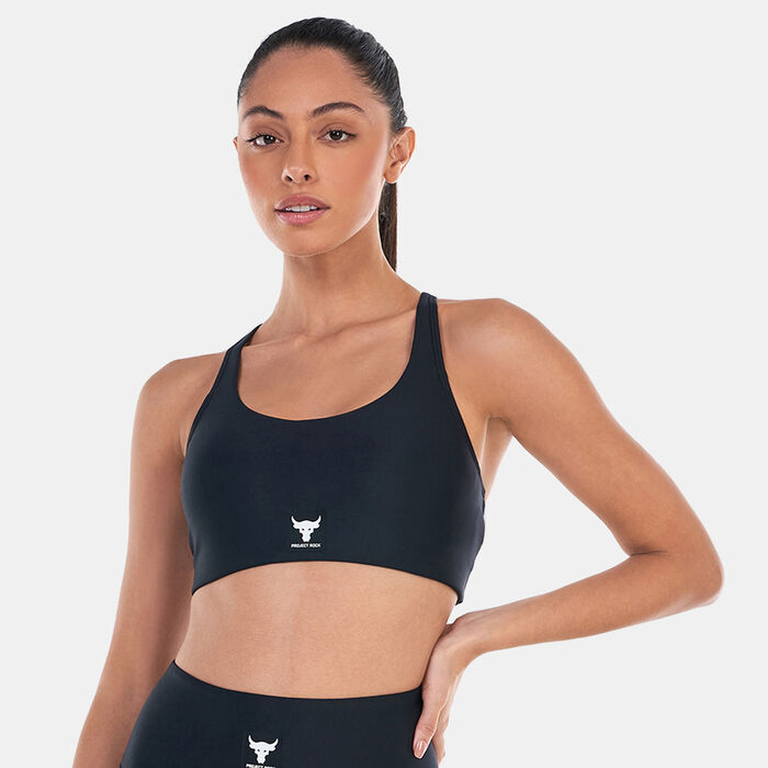Under Armour Women's Project Rock All Train Crossback Medium-Support Sports Bra Black Under Armour Women's Project Rock All Train Crossback Medium-Support Sports Bra Black image number 0