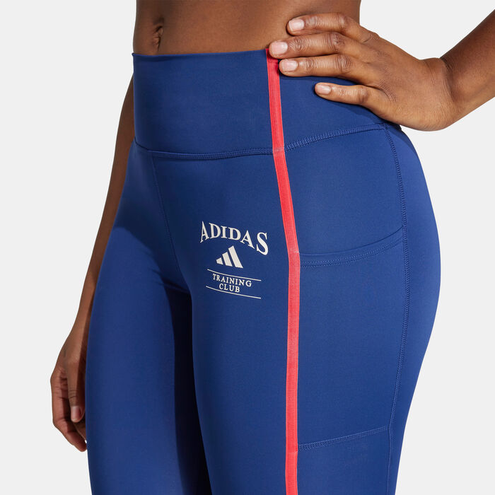 adidas Women's Optime Heritage Training Leggings Blue adidas Women's Optime Heritage Training Leggings Blue image number 3