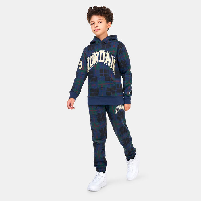 Jordan Kids' Essentials Plaid Pullover Hoodie Blue image number 2