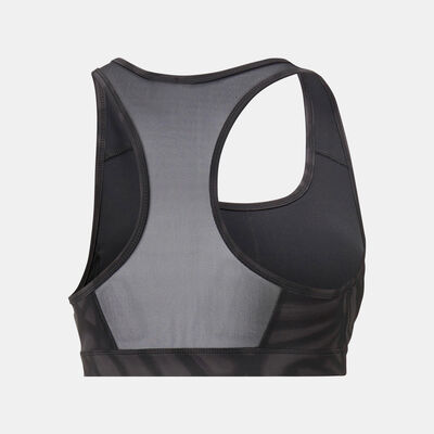 PUMA Women's 4Keeps Graphic Mid Impact Bra Black