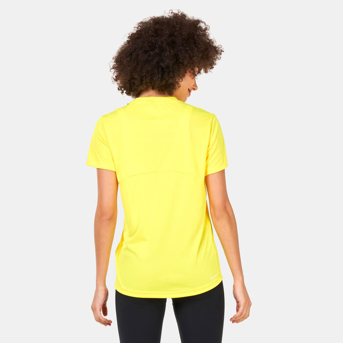 adidas Women's Primeblue Designed 2 Move Logo Sport T-Shirt yellow adidas Women's Primeblue Designed 2 Move Logo Sport T-Shirt yellow image number 1