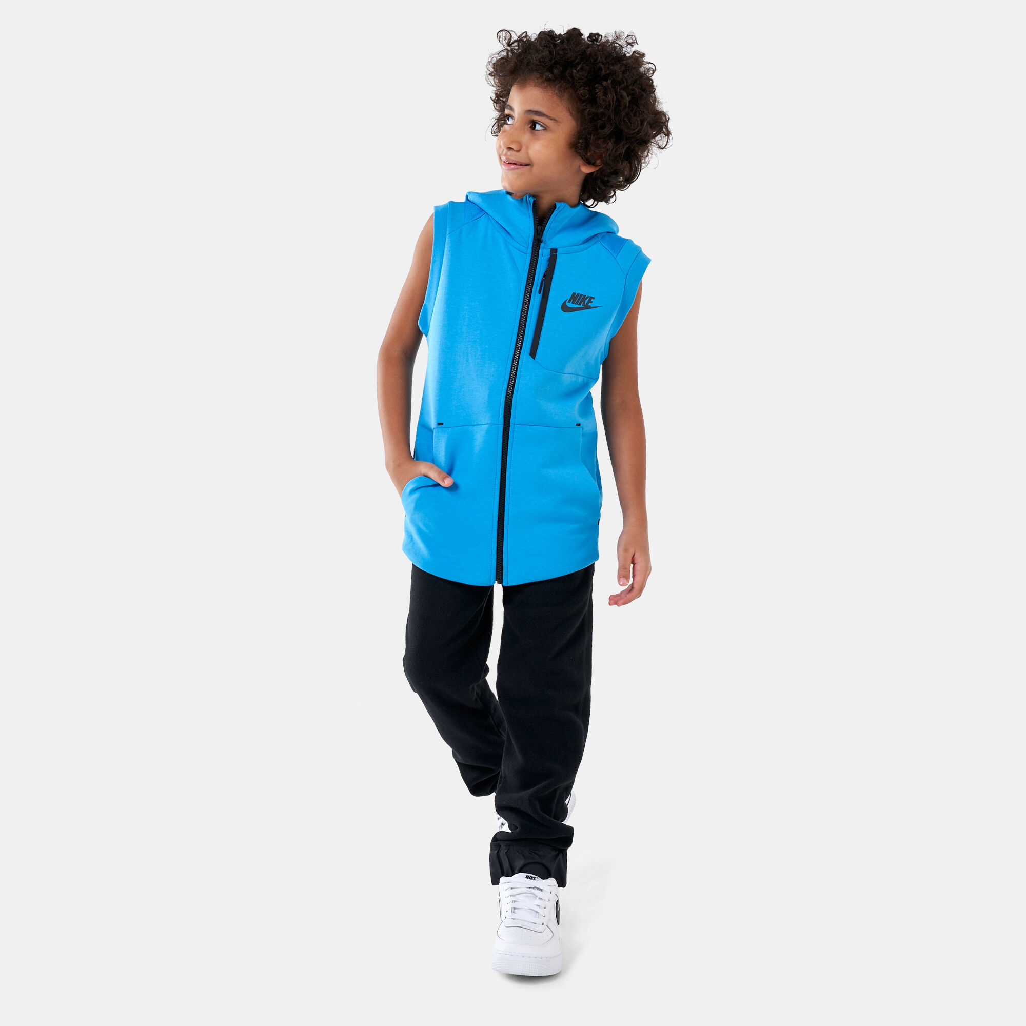 Buy Nike Kids Sportswear Essential Tech Fleece Hooded Vest Blue