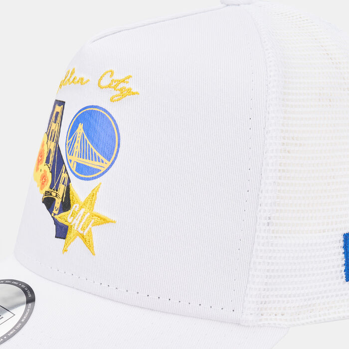New Era Men's NBA Golden State Warriors Logo Trucker Cap White image number 2