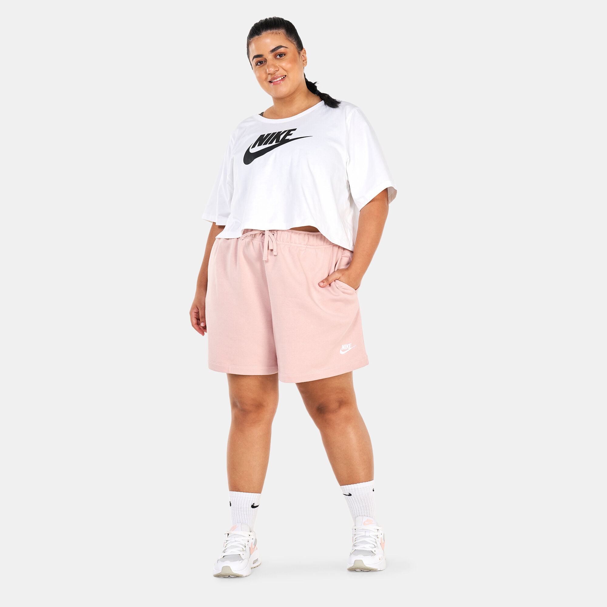 Women s Sportswear Club Fleece Mid Rise Shorts Plus Size Pink Nike in KSA SSS
