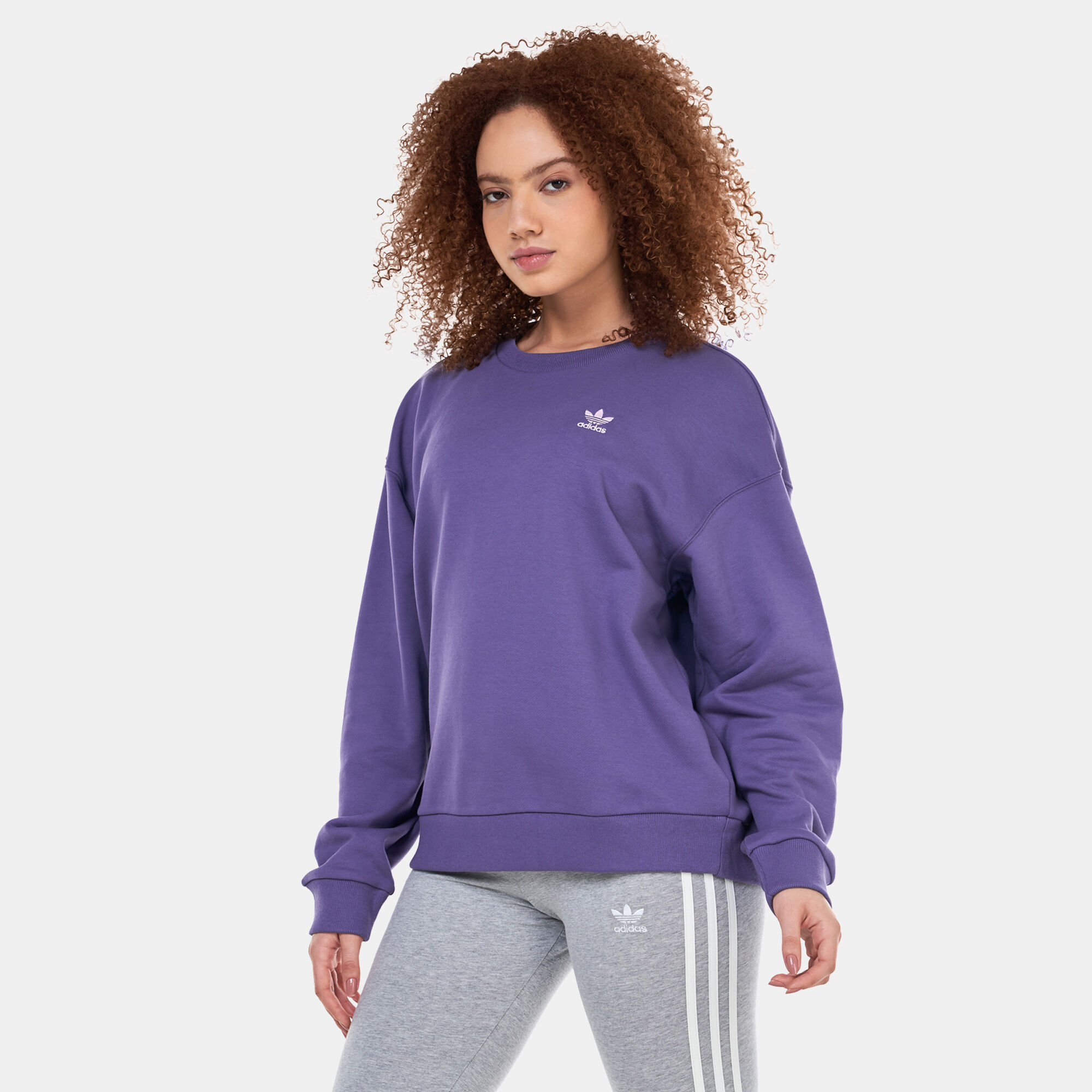 Adidas mod trefoil crew sweat purple online