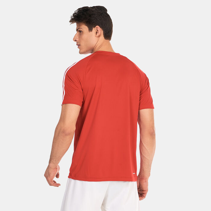 adidas Men's AEROREADY Sereno 3-Stripes T-Shirt Red adidas Men's AEROREADY Sereno 3-Stripes T-Shirt Red image number 1